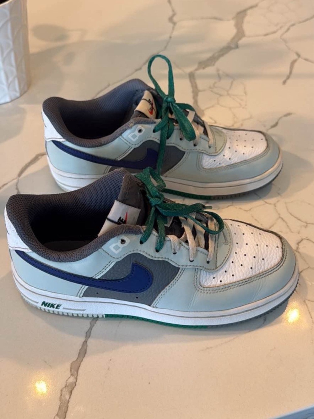 Nike Air Force 1 Low Big Kid' LV8 1 Light Silver/Deep Royal Blue - Sz 3y